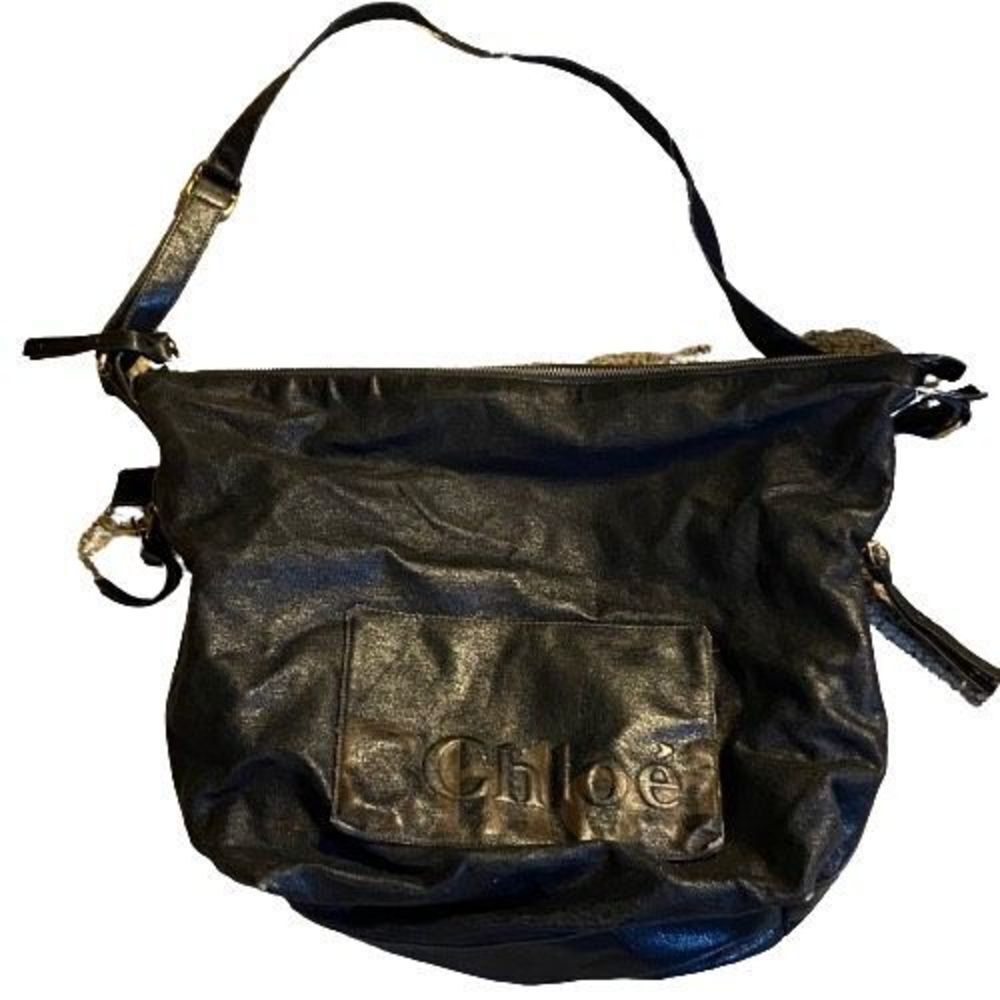 Authentic Large Chloe Black Leather Shoulder Bag / Purse **FLAWS**